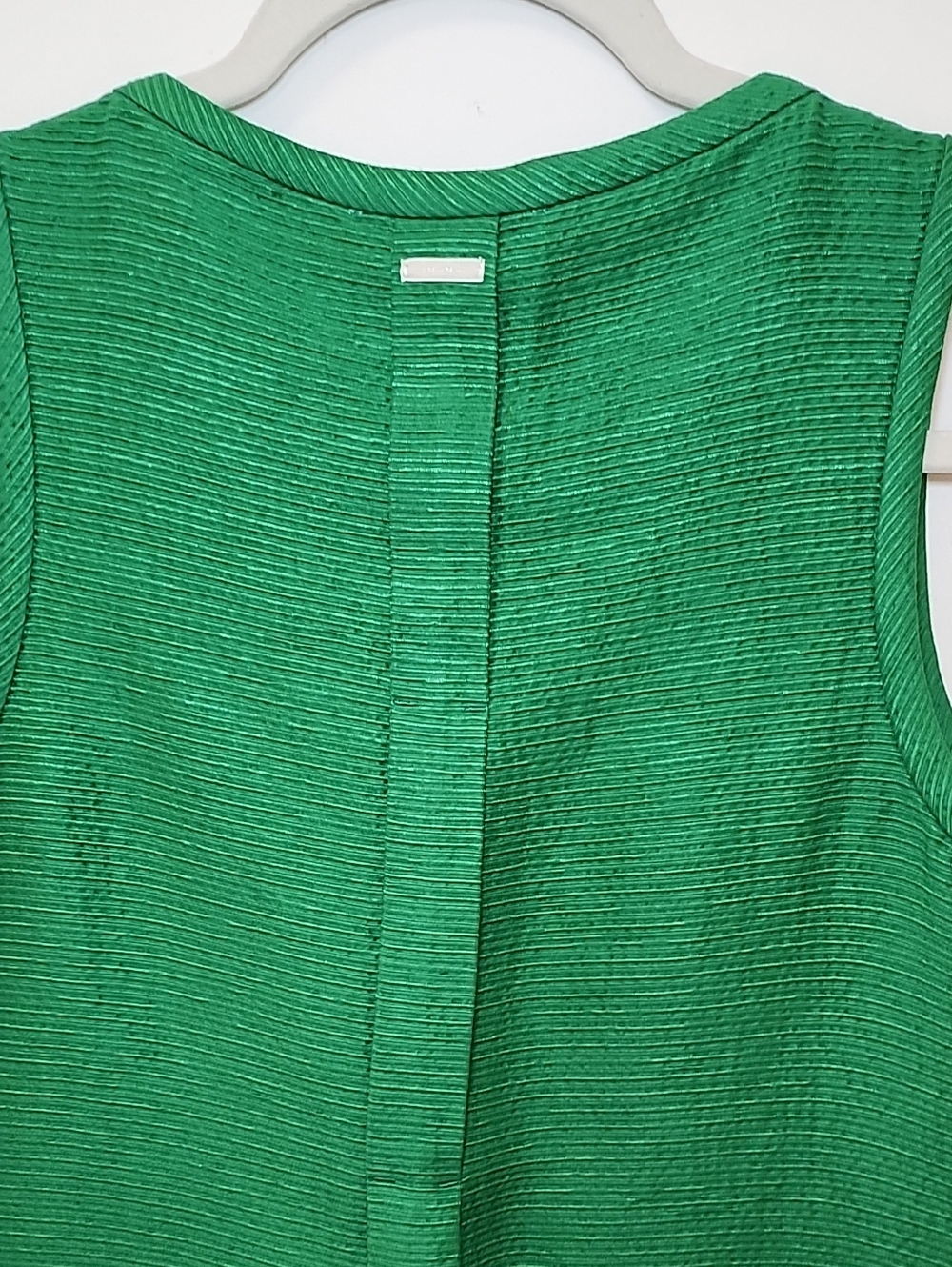 Max Mara Kelly green silk blend shift mini Dress textured finish Size 6 - Picture 15 of 16